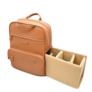 Sacs à dos pour appareil photo reflex numérique en cuir vegan marron de haute qualité, fabriqués en usine BSCI, personnalisés et luxueux, pour la photographie - Product Image 3