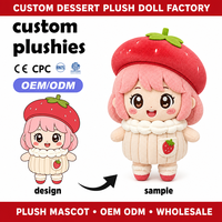 Poupée en peluche personnalisée, figurine en peluche Fille Gâteau Fraise, jouet mascotte doux, OEM ODM, créez votre design