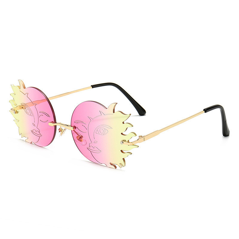 Sol Luna sonriente gafas de sol de moda más nuevo 2020 lindo sin montura tonos de diseñador de lujo metal llama