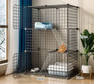Metal Wire Pet Cat Kitten Ferret Chinchilla Cage Playpen Crate Enclosure Cat Home
