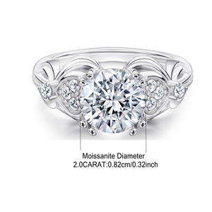 925 Sterling Silber 2 Karat Moissan ite Retro Ring Mode Klassisches süßes Design High-End Luxus Nische Geschenk für Damen - Product Image 5