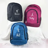 Sac de danse personnalisé avec monogramme et logo brodé du nom de l'équipe, sac de sport mini scintillant bleu royal, sac de sport scintillant pour filles