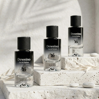 Flacons de parfum cylindriques de 50 ml de haute qualité avec logo personnalisé, dégradé noir, en verre, vides, avec emballage en boîte