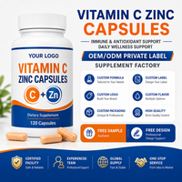 Compléments de Vitamine C et de Zinc Haute Puissance 60 Capsules Végétales Soutien Immunitaire Peau Saine Antioxydant Vitamine Capsule Dure