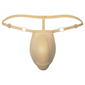 Men's 3D Foam Cup Underwear Skin Color Low Rise Adjustable Thong Breathable Shaping Plus Size - Product Image 1