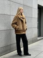 Blouson Aviateur Femme en Fausse Fourrure Écologique Ice Fox, Style Hip Hop, avec Empiècements en Cuir PU, Col Rabattu, Chaud et Oversize pour l'Hiver