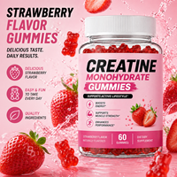 Gommes de créatine monohydrate pour hommes et femmes, complément à croquer de 1000 mg pour la force musculaire et l'énergie, saveur fraise, 60 unités