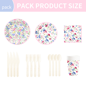 DAMAI New Customized Flower Theme Disposable <b>Paper</b> Plate Tissue <b>Paper</b> <b>Tablecloth</b> with Floral Tableware Set - Product Image 6