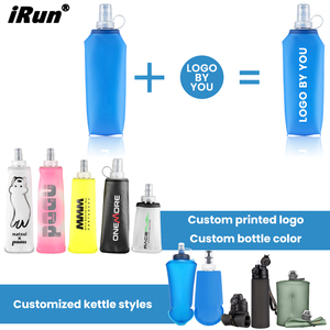 <span class=keywords><strong>IRun</strong></span> logotipo impreso personalizado botella de agua deportiva de silicona portátil plegable impermeable vejiga de hidratación para correr - Product Image 4