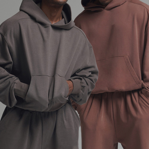 Hiver Free Mock Pull à <span class=keywords><strong>capuche</strong></span> en polaire couleur unie avec poche kangourou, unisexe, coupe oversize, écologique, 360g, Streetwear - Product Image 1