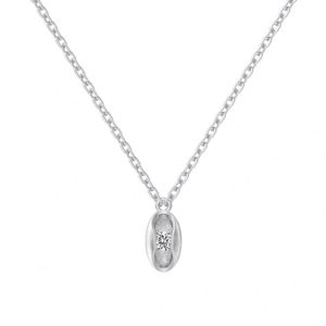 Collier élégant avec pendentif ovale en argent sterling 925, chaîne à maillons, zircone cubique 5A, design chic et raffiné Dylam. - Product Image 1