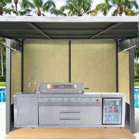 2025 nouveauté moderne en acier inoxydable extérieur armoires de cuisine gaz barbecue avec hauteur réglable hangar Barbecue four