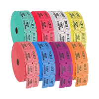 Impression personnalisée de billets d'événement colorés billets de tombola vierges double rouleau pour les activités scolaires de jeux de carnaval équitable