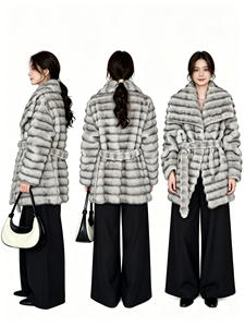 Cappotto in <span class=keywords><strong>Pelliccia</strong></span> Sintetica alla Moda 2026, Imitazione <span class=keywords><strong>Visone</strong></span> con Collo Lungo, Cintura a Righe Orizzontali, Cappotto in Peluche per Donna - Product Image 2