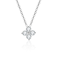 Colliers pendentifs en argent sterling 925 avec quatre pierres de moissanite taille brillant ronde de 0,4 carat, bijoux de luxe pour femmes