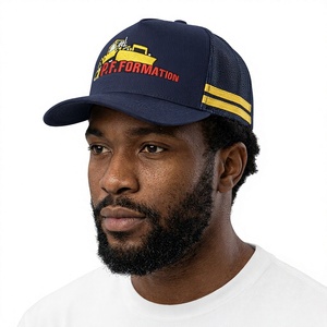 Casquette de camionneur P.F.Formation pour homme, bleu marine, en maille, réglable, avec logo brodé sur le panneau avant, design décontracté à 6 panneaux - Product Image 1