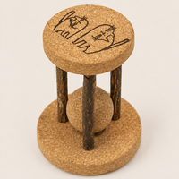 Juguete para Gatos de Corcho con Forma de Reloj de Arena, Juguete Interactivo de Madera Natural con Bola de Rompecabezas para Gatos de Interior