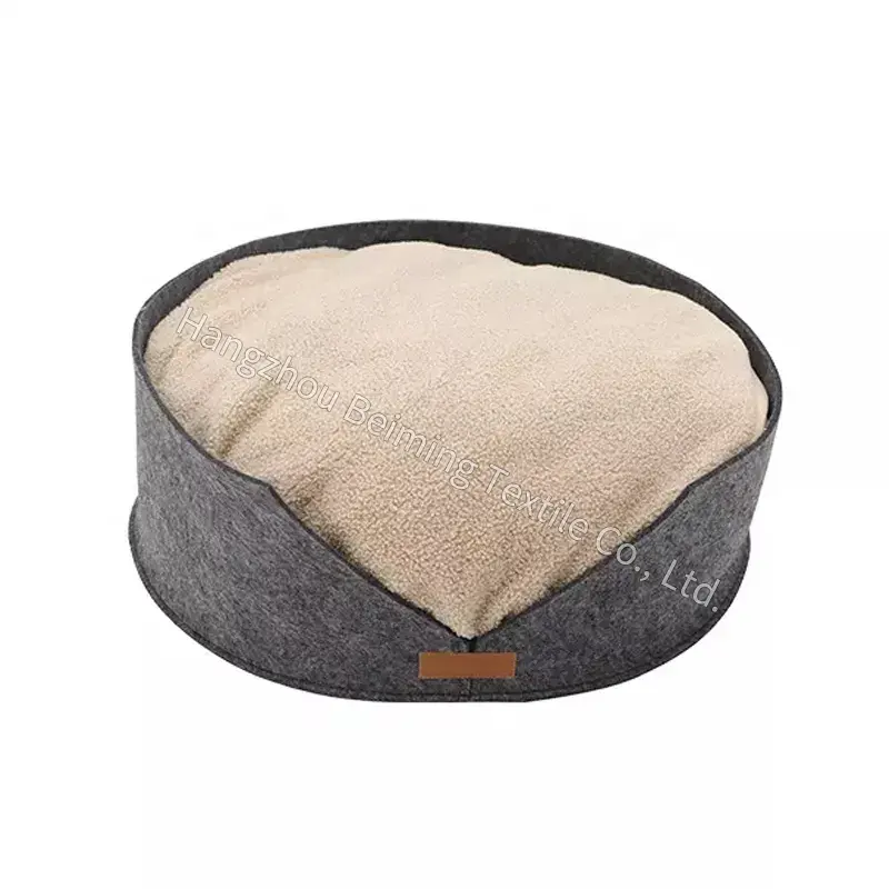 New Fashion Teddy Velvet Large Sleeping Round Bolster Eco Friendly Comfortable Felt Beds for Cats Pet House