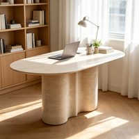 Table à manger ovale moderne en marbre naturel à prix abordable, avec base en marbre, pour hôtels et décoration intérieure – Approvisionnement direct usine