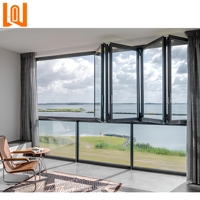 Nouvelle conception de fenêtres pliantes horizontales en aluminium et verre trempé pour balcon d'appartement