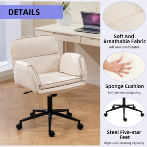 Modern Criss Cross Chair 5-Gear Adjustable Armrests Wheels Ergonomic Thickened <b>Backrest</b> Swivel Eco-Friendly Home Office Vanity - Product Image 3