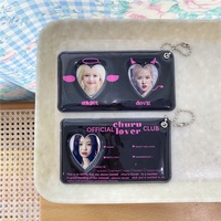 Tempat Kartu Foto Kawaii Custom Fashion Bentuk Hati Berongga Gantungan Kunci Idol 3 Inch PVC Tempat Kartu Foto Kpop untuk Pecinta Kpop Tempat Kartu Foto ID Kpop