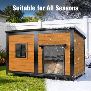 Casa para Perros Extra Grande de 59 Pulgadas, Techo Resistente a la Intemperie, Uso en Exteriores, Fácil Instalación, Fácil de Limpiar, Anti-Mordidas, Estructura de Metal y Madera de Abeto para Perros - Product Image 5