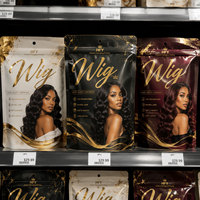 Sacs pour extensions de cheveux, sacs pour perruques, impression personnalisée du logo de votre marque, fenêtre transparente, fermeture éclair, pochettes verticales