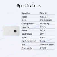 ASICARK Avalon Nano 3S 6T Triple Coin Support 140W Mineur de Bitcoin en métal |   Chauffage efficace et compact