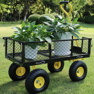 Chariot de jardin robuste en acier inoxydable QD à quatre roues, structure en maille personnalisable OEM pour extérieur, outils en gros TC4025 - Product Image 6