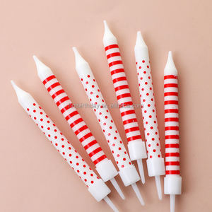 Usine En Gros Morden Fashional Blanc Noir Dot Imprimé Heureux <span class=keywords><strong>Color</strong></span>é Rayé Anniversaire Bâton Bougies Ensemble Pour Gâteau - Product Image 5