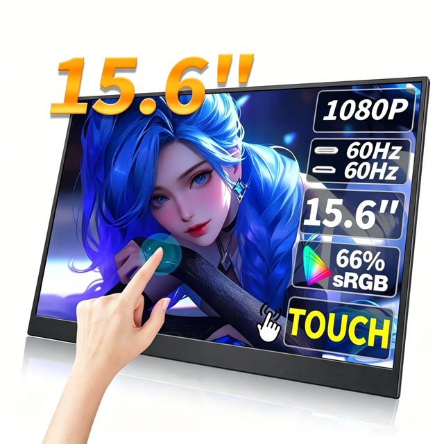 OEM ODM 15.6 Inch IPS 1080P FHD Touch Screen Portable Monitor with Type-C HD HDR, 60Hz Refresh Rate for Phone Laptop Gaming