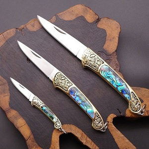 Chất Lượng Cao Brass Handmade Shell Xử Lý Dao Tinh Tế Xách Tay Express Mở Đóng Gói Gấp Dao Keychain Mini Dao - Product Image 3