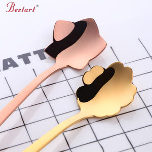 Ensemble de cuillères à glace, confiture et miel BUYERSTAR en acier inoxydable plaqué or, forme de fleur d'étoile, manche long, écologique, pour les fêtes, effet miroir - Product Image 3