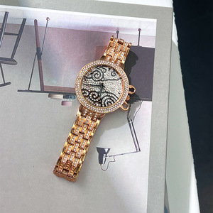 Montre de luxe pour femmes en argent avec cristaux, cadran pavé de diamants, bracelet en acier inoxydable, montre-bracelet à quartz - Product Image 6
