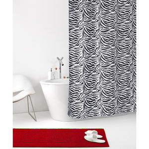 Tenda Doccia in Tessuto Nero Zebrato Bifacciale 180x200cm, Design Moderno e Carino con Stampa 3D, Realizzata in Poliestere Resistente per Uso Bagno - Product Image 1