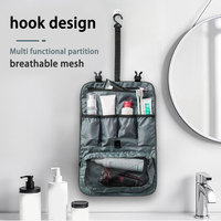 Bolsa de Aseo Plegable para Viaje, Organizador de Artículos de Aseo con Múltiples Compartimentos y Bolsa Desmontable con Cierre para Viajes de Negocios y Vacaciones