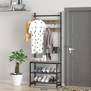 Porte-manteau autoportant pour entrée avec banc à chaussures, organisateur de rangement avec crochets pour couloir et chambre - Product Image 4
