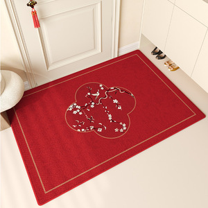Tapis d'entrée rectangulaire antidérapant à motif floral géométrique pour le Nouvel An chinois, idéal pour la maison - Product Image 2