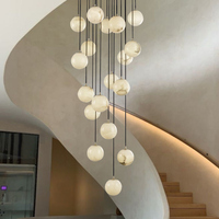 Lustre en albâtre de Style nordique Villa postmoderne Duplex Designer salon escalier laiton marbre suspension