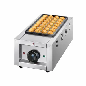 Mesin pembuat Takoyaki Gas komersil, peralatan dapur bersertifikasi kualitas Ce, wajan Takoyaki Jepang 2 piring makanan ringan