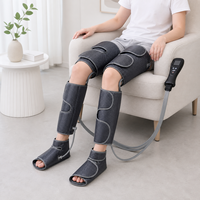 Masseur de jambes chauffant à compression d'air pour les genoux avec 4 modes, 4 niveaux d'intensité et télécommande pour usage quotidien à domicile, gris