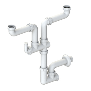 Sifón de 2 Vías Inspeccionable que Ahorra Espacio con 1 Conexión, Repuestos para Lavavajillas - Product Image 1