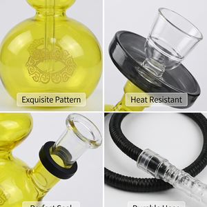 Entrega Exprés, Juego de Cachimba Chicha con Diseño de <span class=keywords><strong>Mandala</strong></span> Amarillo Neón, Pipa de Agua de Silicato Templado, Kit <span class=keywords><strong>para</strong></span> Fumar Narguile - Product Image 4