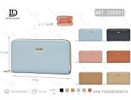 Portafoglio da donna con cerniera, di grandi dimensioni, minimalista, in microfibra, in pelle sintetica, rettangolare, con dettagli dorati - Product Image 1