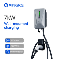 Heimladegerät für Elektrofahrzeuge, Mini-Ladegerät 7kW 32A Typ 2 Steckdose EU-Standard Wandmontiert