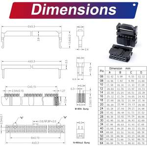 Câble plat Tcenofoxy 10P femelle à femelle, connecteur IDC 50cm FFC FPC pour câblage électronique, 3 pièces - Product Image 3
