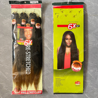 Mèches de Cheveux Synthétiques Pré-Étirées de 52 Pouces, 6x, 65g, Un Lot, Fibre Noire à Basse Température, Extensions de Tresses Pré-Étirées