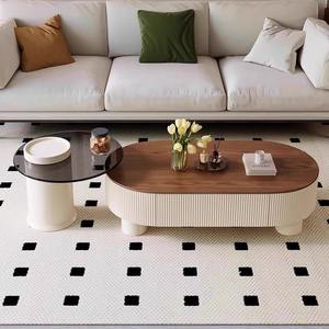 Oval <b>Walnut</b> Wood Coffee <b>Table</b> Modern Minimalist Living Room Furniture - Product Image 1