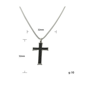Stainless Steel <b>Cross</b> Pendant Necklace Men's Geometric Design Bezel Setting Fashion Jewelry - Product Image 5